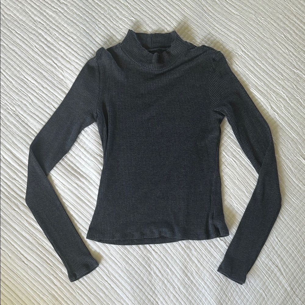 Aerie Charcoal Ribbed Knit Top